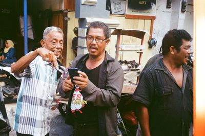 Group of people against the wall