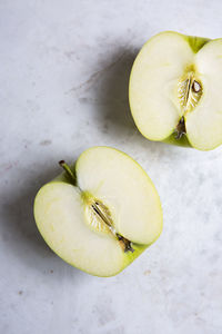 Directly above shot of apple slices on table