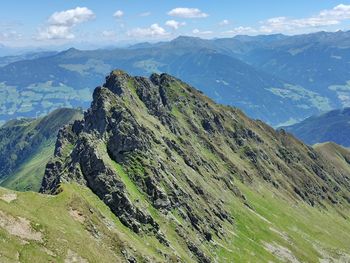 Scenic view of mountain range against sky