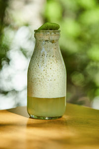 Close-up of drink in glass on table