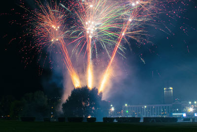 Firework display at night