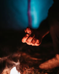 Close-up of person hand on leaf