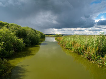 Scenic view of land against sky