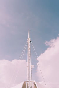 Low angle view of bridge tower against sky