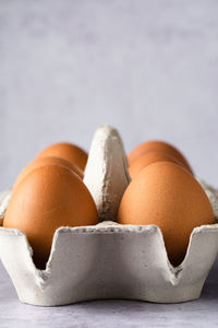 Close-up of cake against white background