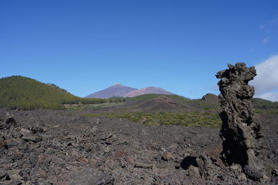 Scenic view of landscape against clear blue sky