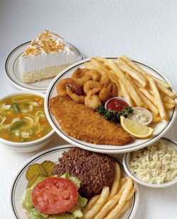 High angle view of food in bowl on table