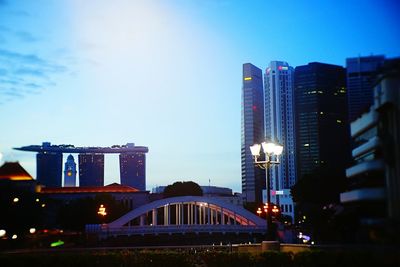 City lit up at dusk