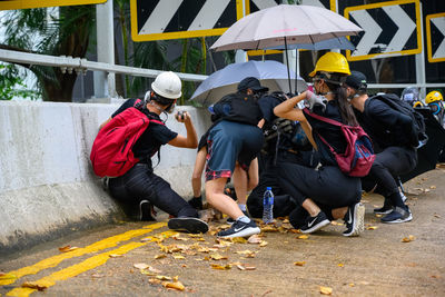 Group of people on the road