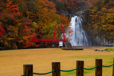 Waterfall in park during autumn