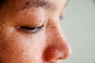 Close-up of sweat on face