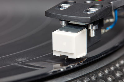 Close-up of turntable