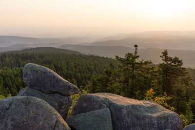 Scenic view of mountain against sky during sunset