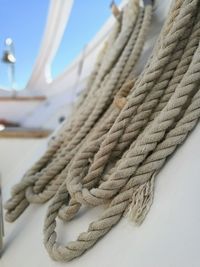 Close-up of rope tied to boat