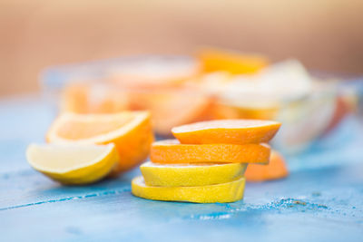 Close-up of yellow cake on table