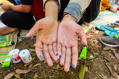 Dirty hand after painting