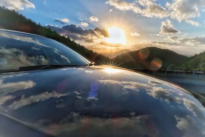 Sun shining through car