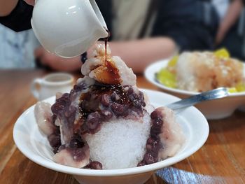 Close-up of ice cream in plate