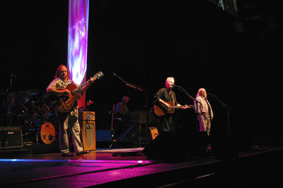 People enjoying music concert at night