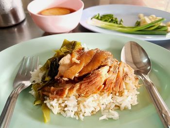 Close-up of meal served in plate
