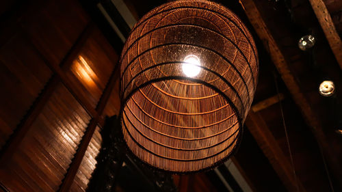 Vintage lamp in restaurant. close up of lamp in restaurant. indoor decoration. interior lights.