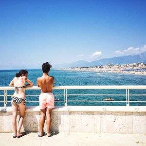 Scenic view of sea against clear sky