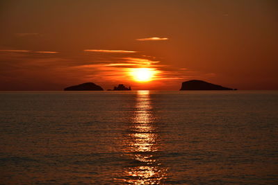 Scenic view of sea against sky at sunset