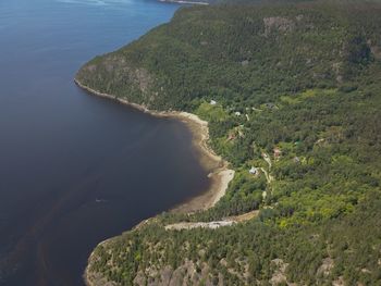 High angle view of land and sea