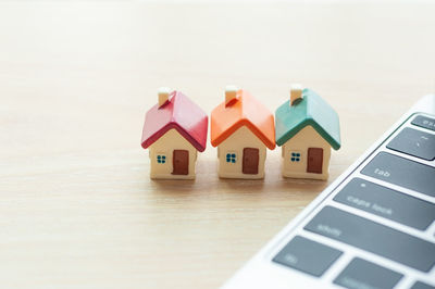 Close-up of toy on table in house