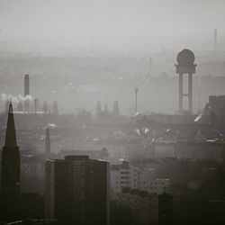 Cityscape against clear sky