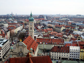 View of roof tops in munich, germany