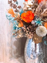 Close-up of rose bouquet in vase