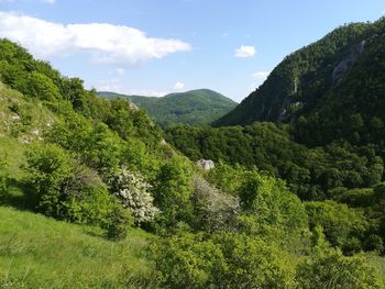 Scenic view of mountains against sky