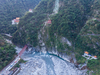 High angle view of trees on mountain