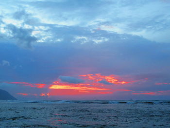 Scenic view of sea against sky at sunset