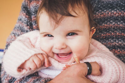 Portrait of cute baby girl smiling