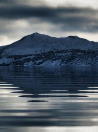 Reflection of mountain in lake against sky