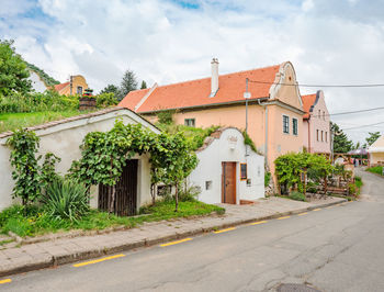 Pavlov, czechia.  august 2021. the last street close to vineyards, fruit orchards in palava region