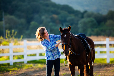 Full length of horse on field