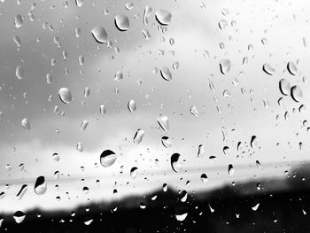 Full frame shot of raindrops on glass window