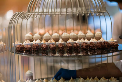 Close-up of ice cream in glass for sale