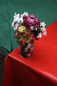 Close-up of artificial roses in vase