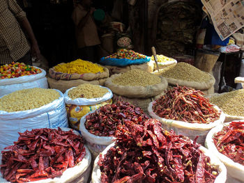 Food for sale at market stall