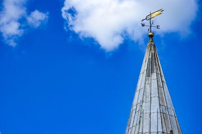 Low angle view of building against blue sky