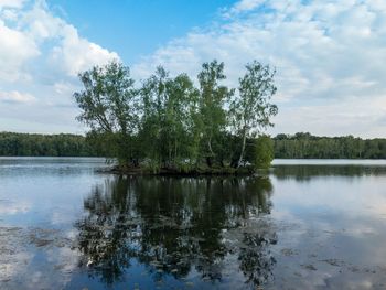 Scenic view of lake against sky