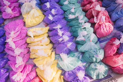 Full frame shot of multi colored flowers in market