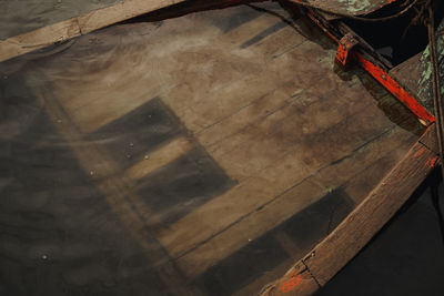 High angle view of wooden wall