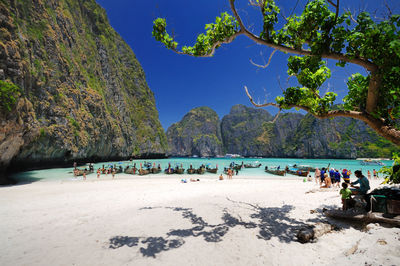 Tourists on shore