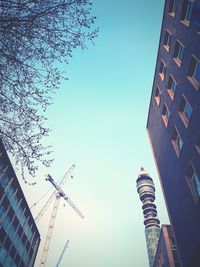 Low angle view of buildings against clear sky