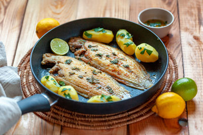 Close-up of food in plate on table